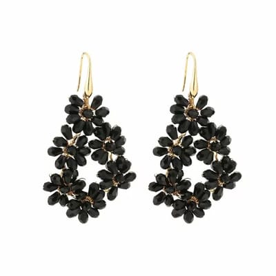 Bijoutheek Oorhangers 6 Bloemen Zwart