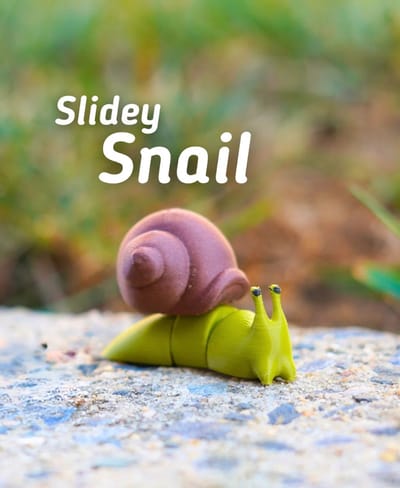 Glijdende Slak 3D Print - Vera's Arts & Dice | Slidey Snail 3D Print - Ongedierte - Slakken - Speelgoed - Verzamelobject - Slakken Figuur - Groen Bruin