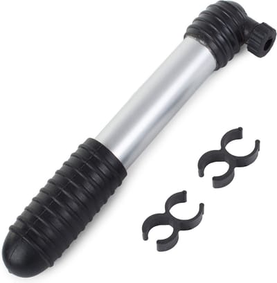 Fietspomp | Mini fietspomp | Reserve fietspomp | onderweg | Zwart Zilver | Fietsventiel verschillend | Adapter set fietsventiel 3 stuks