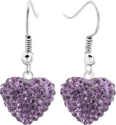 Fako Bijoux® - Oorbellen - Disco Dots - Hanger - Hart - Paars