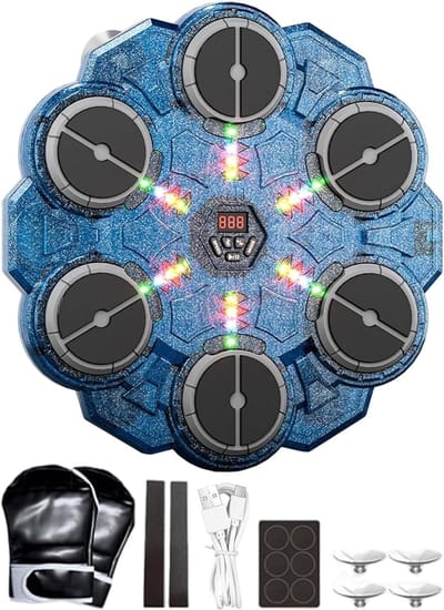 Muziek Boksmachine - Wand Target - Interactieve Workout - Licht Coördinatie - 35 x 34 cm - Blauw