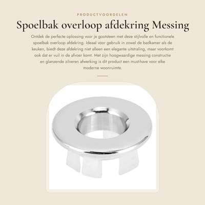 Dailygoods- Afdekring Messing - Gootsteengat Cirkelvormig - 1,2 x 0,6 Inch - Duurzaam - Gewicht 14g - Afmetingen 3 x 1,5 cm - Wastafelafdekking