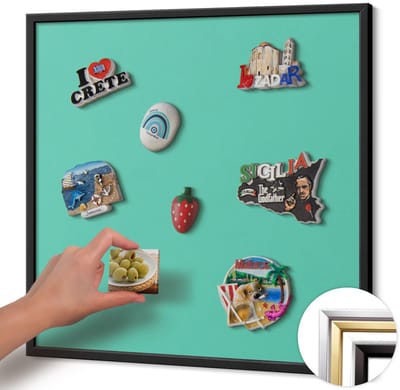 Wallfluent - Munt Magnetisch Bord in Verschillende Kleuren - 50 cm x 50 cm - Magneetbord met Zwarte Frame - Muntkleur - Magneetbord met Effen Frame - Magneetbord Multifunctioneel - Magnetisch Bord Decoratief