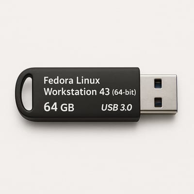 Fedora Linux Workstation 44 Live (64-bit) | USB 3.0 64 GB Installatiestick met Nederlandse Handleiding – Open-Source Software