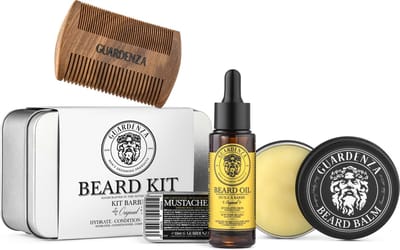 Guardenza Baardset - cadeauset voor mannen - baardolie - baardbalsem - snorrenwax - baardkam - geschenkset mannen verjaardag