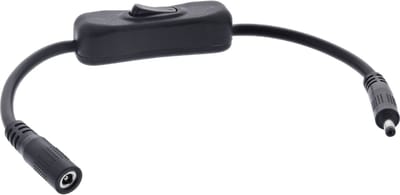 DC verlengkabel met schakelaar | 4,0 x 1,7mm | max. 140W | zwart | 0,20 meter