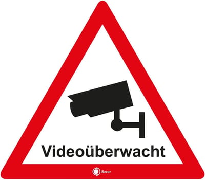 Camerabewaking Sticker - Waarschuwingssticker - Beveiliging Huis - Binnenzijde Plakbaar - 10 cm - Set 5 met struisvogel