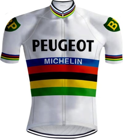 Retro Wielershirt Peugeot Regenboog - REDTED - M