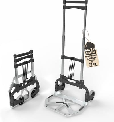 Aluminium transportwagen - Steekwagen inklapbaar - Lasten verplaatsen - Belastbaar tot 70 kg - 40 x 28 x 110 cm