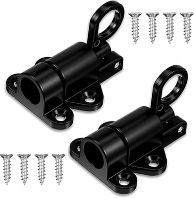2 stuks Zelfsluitende Deurgrendels - 58 × 44 × 45 mm - Veiligheids Sluitsysteem met Veren - Zwarte Schuifgrendel voor Kasten , Ramen - Inclusief Montageschroeven