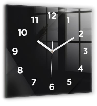 Wallfluent Wandklok - Donker muurpatroon Klok met Print - 60 cm x 60 cm - Zwart Wandklok - Witte Handen - Wandklok Met Cijfers - Kinder Wandklok Glas - Vierkante Glazen Wandklok - Scandinavisch Wandklok - Klok met Print