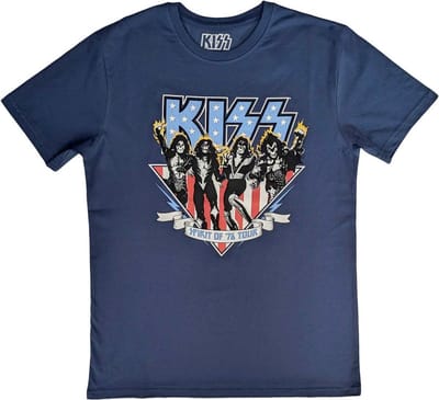 Kiss - Americana Heren T-shirt - S - Blauw