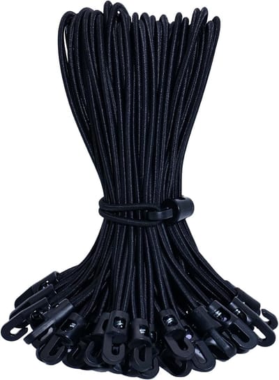 25 stuks spanrubber met haak, 30 cm expander, rubberen spanner met haak, multifunctionele zeilspanner voor dekzeilen, affiches, tent, banner, paviljoenen, zwart