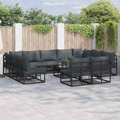 vidaXL - Tuinbank - Set - 11 - st - Zwart - Aluminium