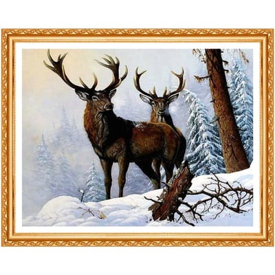 5D Diy Diamant Schilderen Nummers Sneeuw Herten Muur Foto Canvas Diamant Borduren Verf Kleuren 20X30CM black