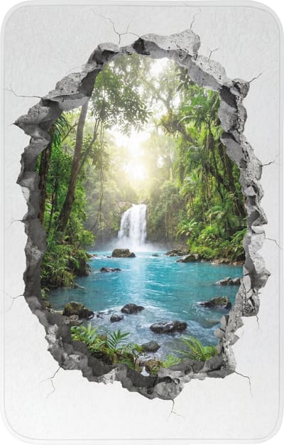 WC mat 50x80 cm - Antislip - Waterval - Doorkijkje - Natuur - Toiletmat - Vloermat - Douchemat - Toilet tapijt - Toiletmatten