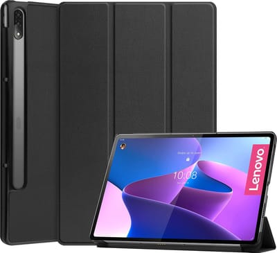 Hoesje - Geschikt voor Lenovo Tab P12 Pro - Dun & Stevig - Hardcover Book Case - Trifold Bookcase Hoes - Hard Cover - Tablethoes - Zwart
