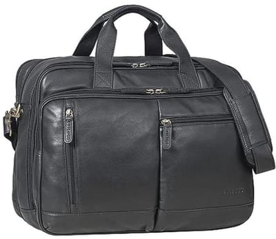 Laptoptas Leer - Aktetas Heren Dames - Zakelijk Gebruik - Uitbreidbaar met Rits - 45 x 34 cm - Vintage Bruin