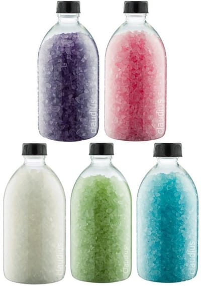 Badzout - 600 gram - set van 5 verschillende geuren - Zwarte Dop - Relaxing Moment, Eucalyptus, Opium, Lavendel en Rozen