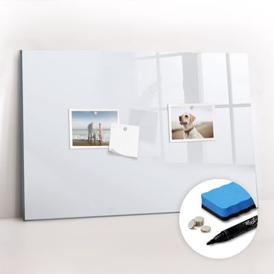 Tulup Whitebord - Kleur Donker Wit Magneetbord - 60 cm x 40 cm - Magneetbord Design - Stylish Memo Board - Magnetisch Memobord - Notitiebord Werkplek - Gratis 5 Sterke Magneten + Whiteboard Marker & Wisser - Magnetisch Bord Kind - Magneetbord Foto