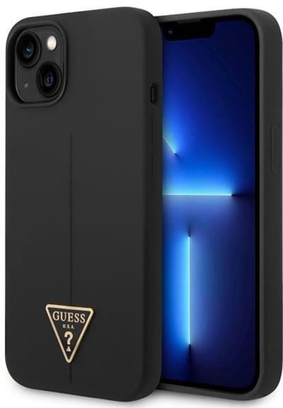 Guess Serie - Siliconen Hoesje iPhone 14 Plus - Zwart - Driehoekig Logo