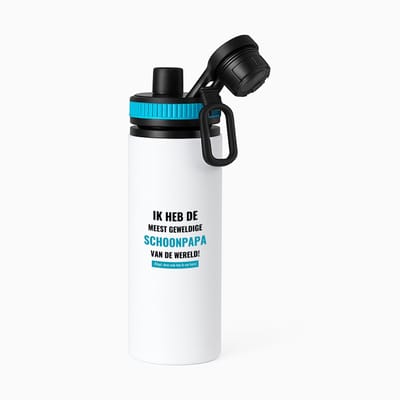 Hacebo® - ik heb de meest geweldige schoonpapa van wereld (klopt, deze mok heb ik van hem) waterfles met draaidop blauw - de meest geweldigste schoonvader - vader cadeautjes - vaderdag - verjaardagscadeau - water fles - 850ML