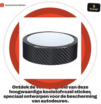 Dailygoods- Koolstofvezel Sticker Flexibel - Beschermfolie Auto - Randbescherming - Slijtvast - Eenvoudig te Installeren - Duurzaam Materiaal