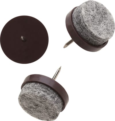 DELTAFIX meubelviltglijders | Ø 20 mm | spijkerbaar | bruin kunststof met grijs vilt | nagel 12 mm | 16 STUKS