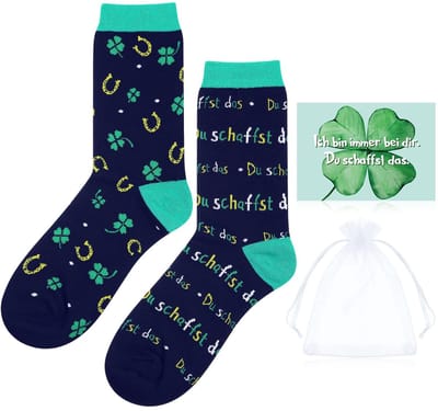Dailygoody - Gelukkige cadeauset - Grappige sokken - Uniek cadeau - One size - Klavertje vier kaart - Perfect voor vrienden en familie - Inclusief org...