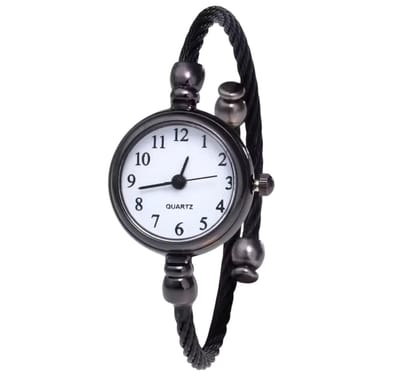 Luxe Dameshorloge - Als Zwarte Armband - Zwart en Wit - RVS