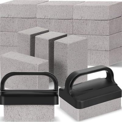 16 Stuks Puimsteen Reinigingsblok voor Grill, Oven en Badkuip - Schoonmaaksteen met Handvatten