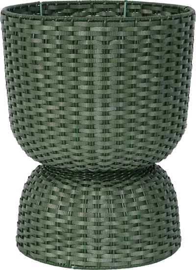 Handed By - Plantenmand - Plantenstandaard - Bloempot - Duurzaam- Handgevlochten - Handed By Twist Diabolo maat medium - donkergroen - hunting green