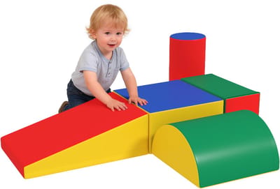 HOMCOM Zachte Speelset voor Kinderen Kunstleer, schuim 40,6L x 40,6B x 20,3H cm Meerkleurig