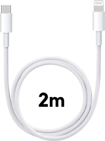 Lightning naar USB C Kabel Wit - 2 meter - Oplaadkabel voor iPhone 12 / 12 MINI / 12 PRO / 12 PRO MAX / 11 / 11 PRO / 11 PRO MAX / SE 2022 / SE 2020