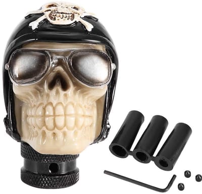 Dailygoods- Versnellingspookknop Skeletschedel - Universeel - Handmatig - Auto - Pookknop - Eenvoudig te installeren met 3 slangen