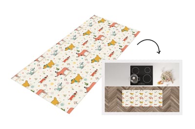 Keukenloper - Loper keuken - Hond - Teckel - Patronen - Bloemen - 120x50 cm - Keukenloper vinyl