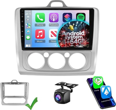 ESSGOO Carplay Autoradio voor Ford Focus 2004 t/m 2011 - Android 15 - Draadloos Apple Carplay & Android Auto - 4GB + 64GB - GPS & Wifi & Achteruitrijcamera