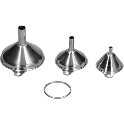 Lot de 3 entonnoirs de remplissage en acier inoxydable pour bouteilles, entonnoir séparateur pour fuite d'huile, liquide intégré gray