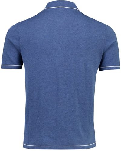 poloshirt doorknoops Bugatti blauw witte rand knitted