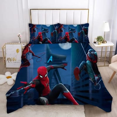 Marvel Comics Spider Man Anime Beddengoed Set Dekbedovertrek 1009 Polyester Geschikt Voor Kinderen En Volwassenen 3-Delige Set 150*200cm 3pcs