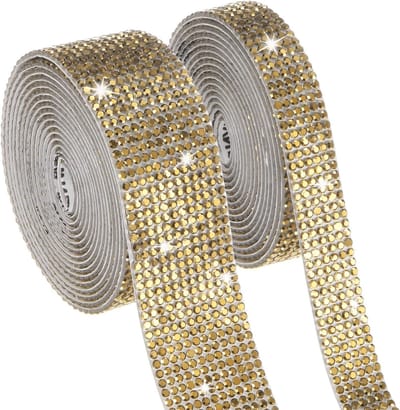 2 Rollen Kristallen Strasslint, 0.5/1.1 Inch x 2m Plakband voor DIY Sieraden, Bruiloften en Creatieve Projecten