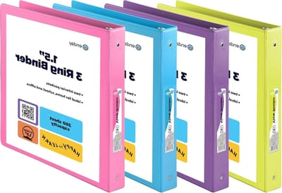 Ringbanden 15 inch - Bindmiddelen Mappen - School en Kantoor - Met 2 Binnenzakken - 4 stuks - Meerkleurig