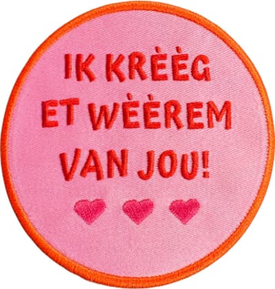 Strijkembleem “ik kreeg et weerem van jou!” – 8 cm