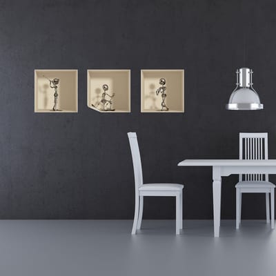 Sticker met 3D-effect en zilverkleurige figuren, 40 x 120 cm