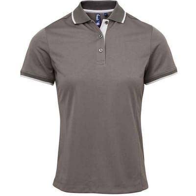 Premier Dames/Dames Coolchecker Contrast Poloshirt (Donkergrijs/zilver)