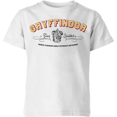 Harry Potter Gryffindor Team Quidditch Kinder T-shirt - Wit - 98/104 (3-4 jaar)