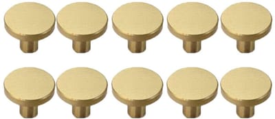 Dailygoods- Kastknop Gouden Geborsteld Messing - 10 Stuks - Handgreep - Deurknop - Meubelknop - Eenvoudig te installeren - Modern design - Deurgreep