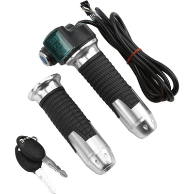 2PCS Poignée Accélérateur Vélo Électrique Contrôle de Vitesse Poignée Accélérateur avec Affichage Numérique Vert Motif Grainé Poignée Argentée black