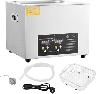 Verbeterde Ultrasoonreiniger, 15 L, Professionele Digitale Laboratoriumreiniger met Timer, 600 W Verwarmingselement, 360 W Ultrasoon Vermogen, voor Grondige Reiniging van Onderdelen, Glas