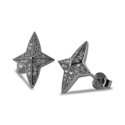 New Bling 9SIL-21836 Zilveren Oorknopjes - Dames - Ster - Zirkonia - 16,5 x 12,2 mm - Rhodium - Zilver